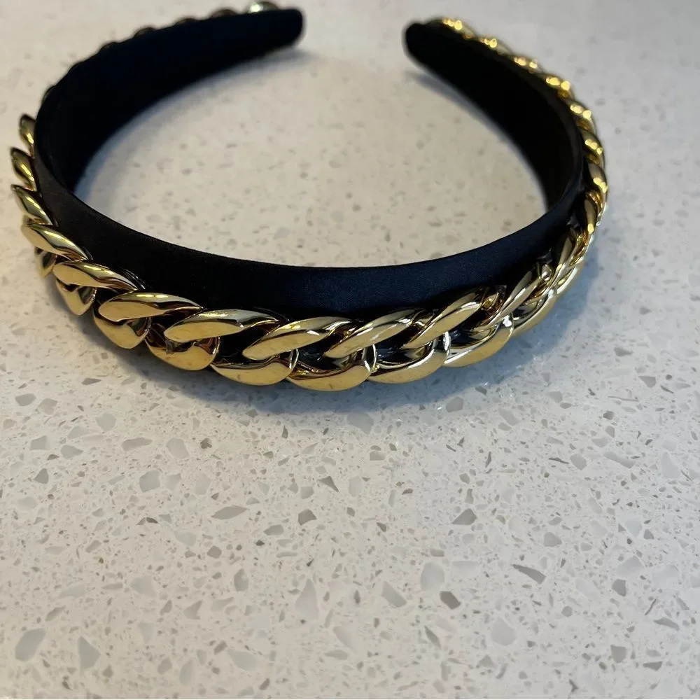 Black and gold metal‎ chain hairband
